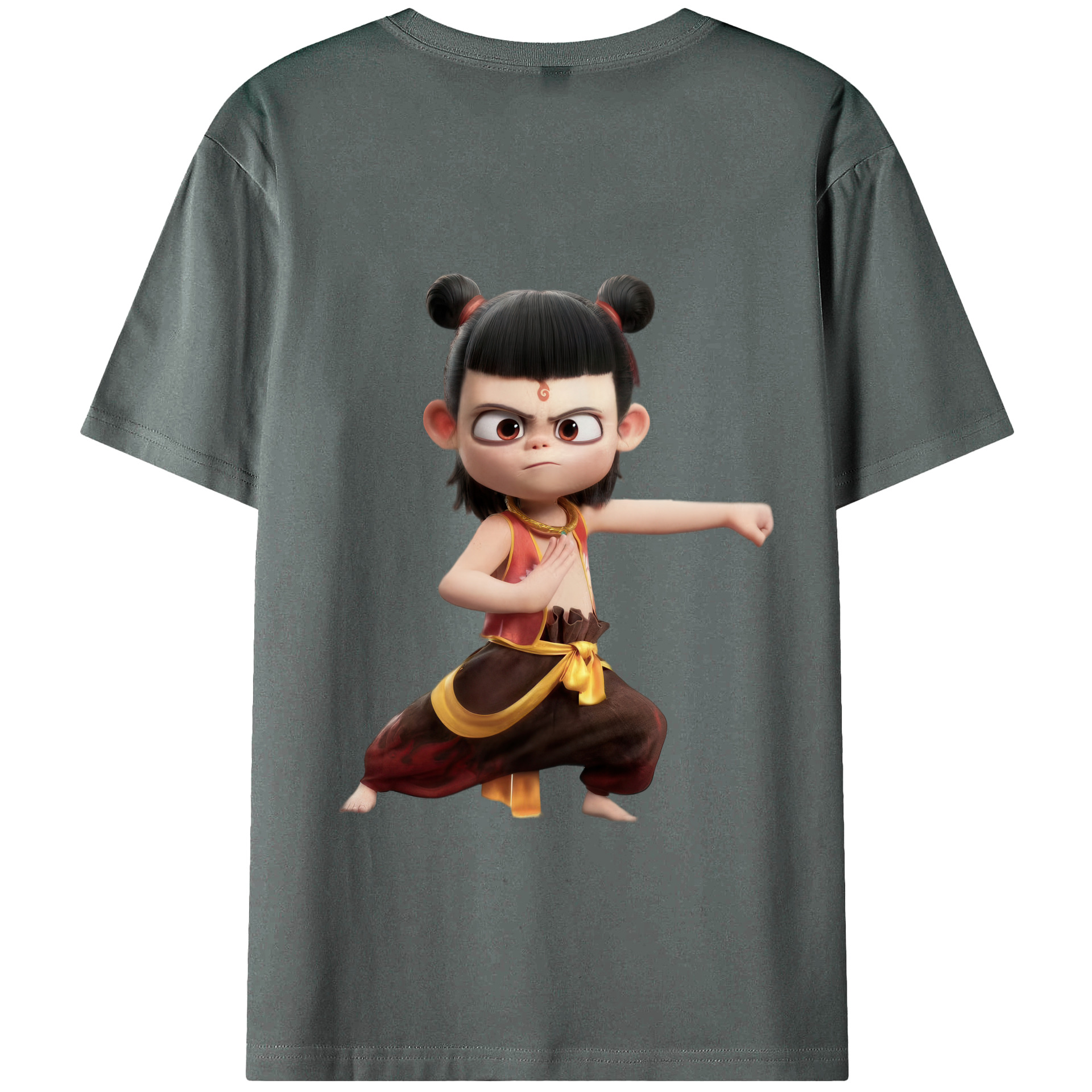 （画像用） Ne Zha 2 ナタ 魔童の大暴れ 綿100％半袖Tシャツ（背面プリント）